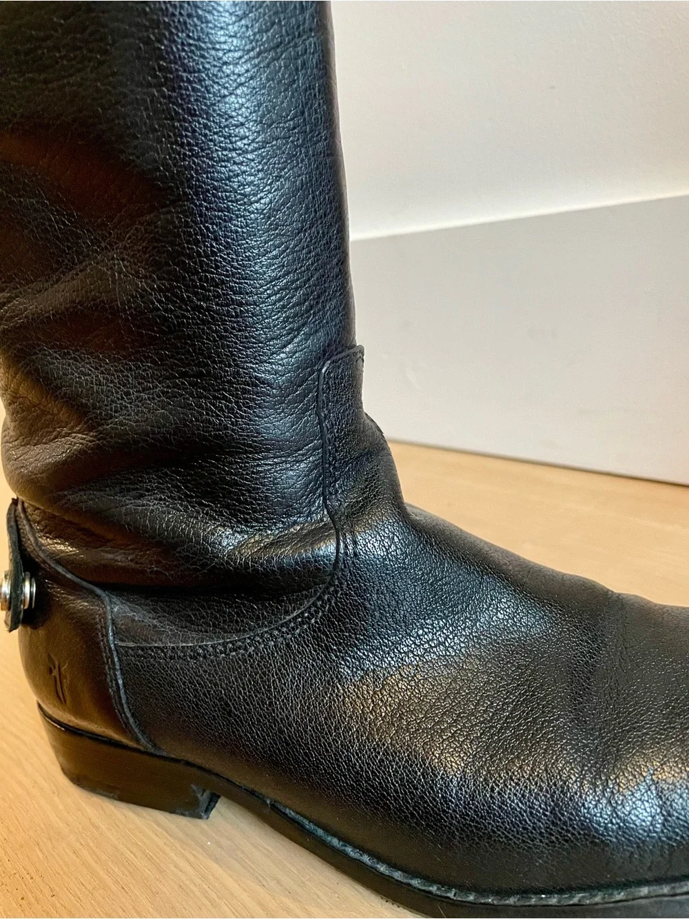 Frye Tall Black Leather Riding Boots • Size 7.5 B • Made in Mexico - Picture 11 of 14